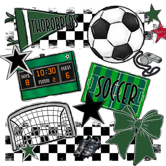 Thorobreds Soccer Checkers Design-Green