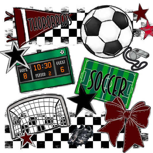 Thorobreds Soccer Checkers Design-Maroon