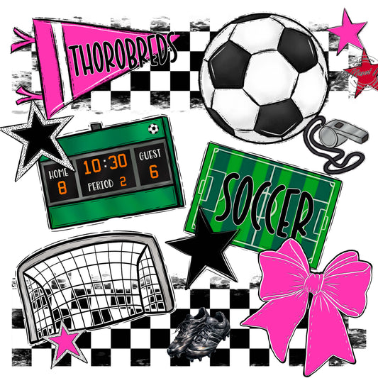 Thorobreds Soccer Checkers Design-Pink