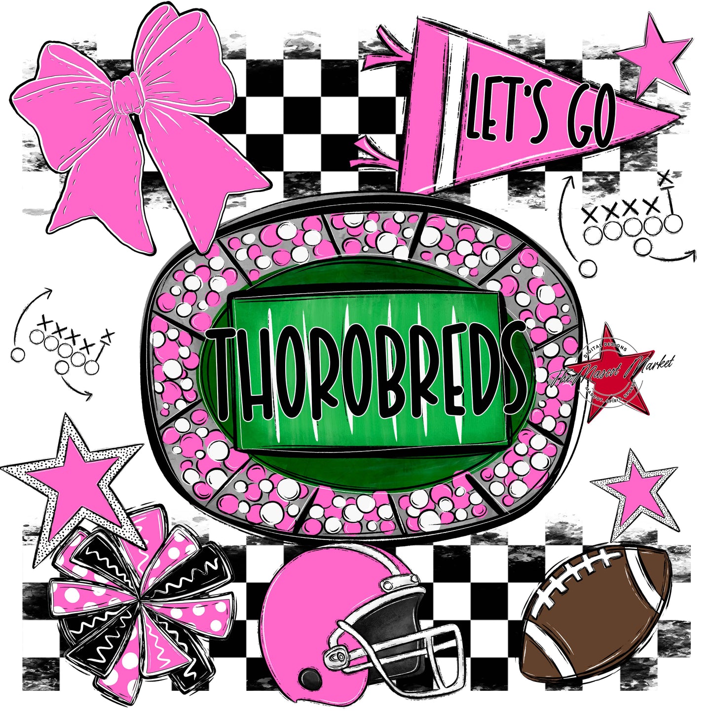 Thorobreds Checkers Spirit Design-Baby Pink