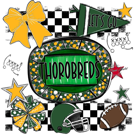 Thorobreds Checkers Spirit Design-Green & Yellow
