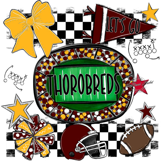 Thorobreds Checkers Spirit Design-Maroon & Yellow