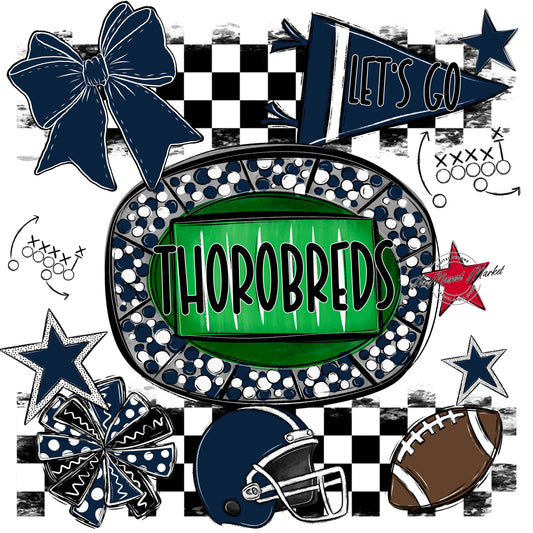 Thorobreds Checkers Spirit Design-Navy