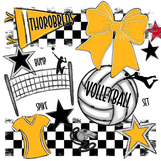 Thorobreds  Volleyball Checkers Design-Yellow