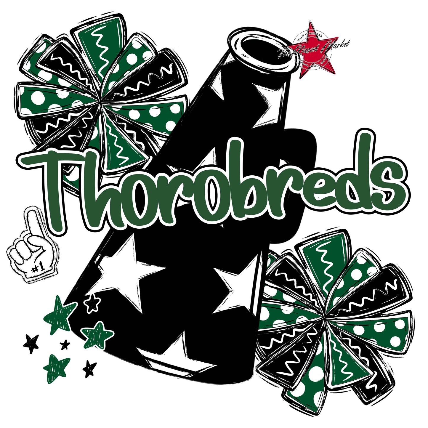 Thorobreds  Cheer Checkers Design-Green