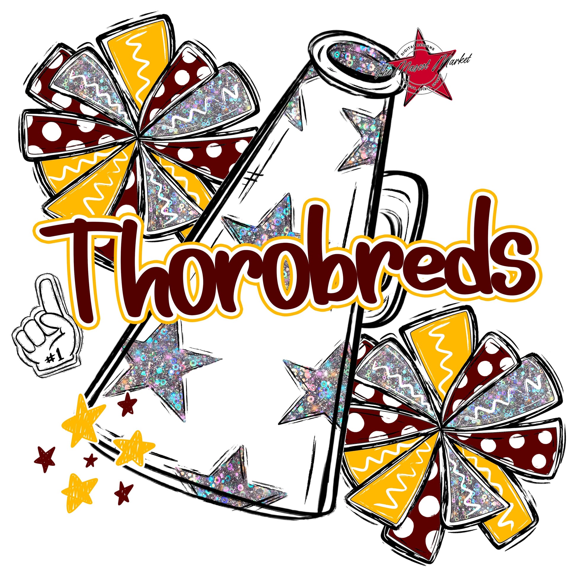 Thorobreds  Cheer Checkers Design-Maroon & Yellow