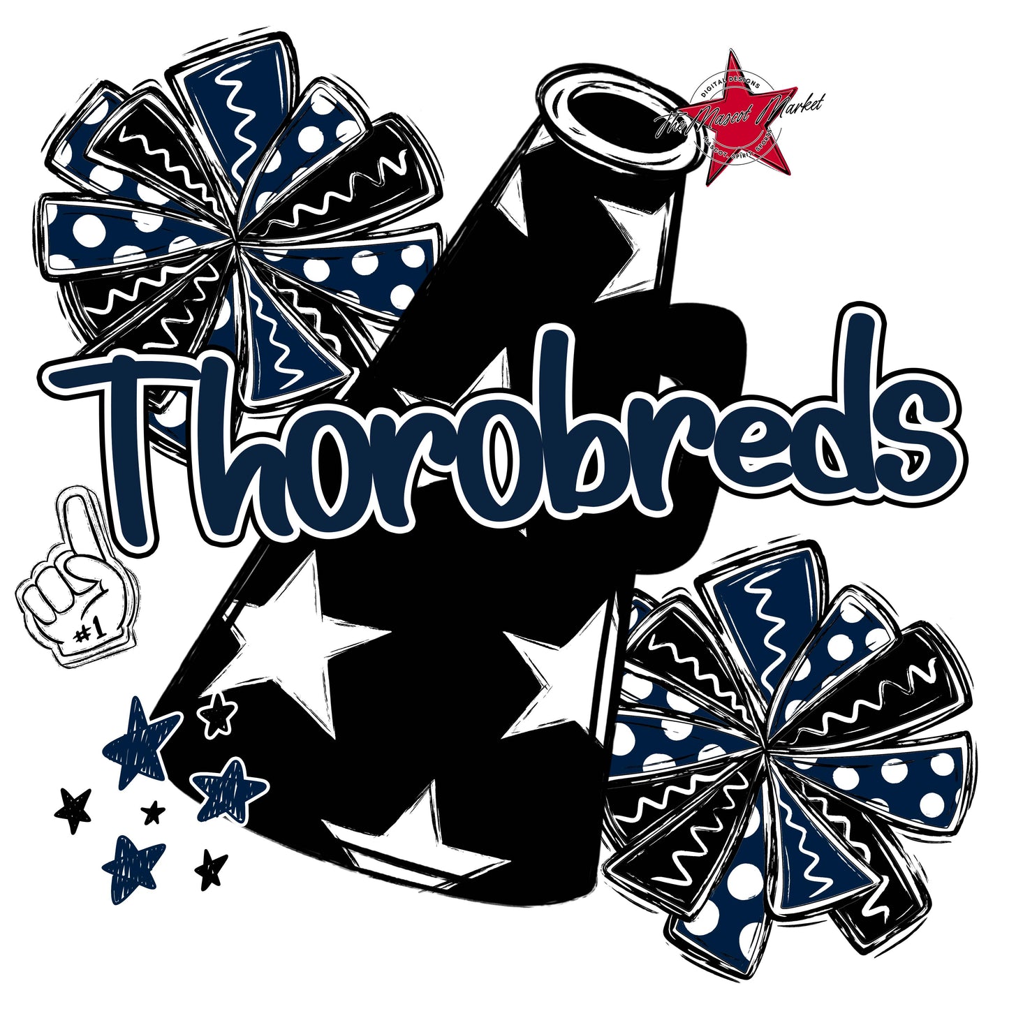 Thorobreds  Cheer Checkers Design-Navy