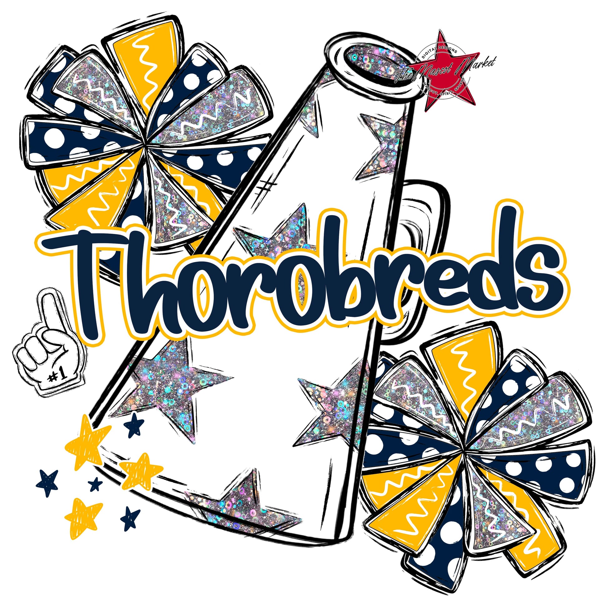 Thorobreds  Cheer Checkers Design-Navy & Yellow