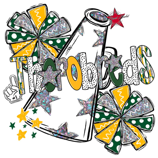 Thorobreds Cheer Megaphone Scrape-Green & Yellow