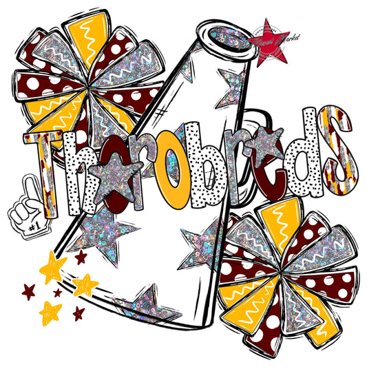 Thorobreds Cheer Megaphone Scrape-Maroon & Yellow