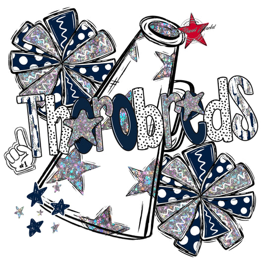 Thorobreds Cheer Megaphone Scrape-Navy