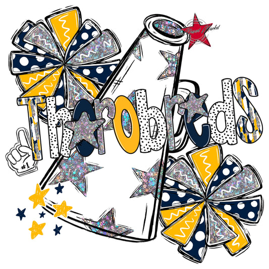 Thorobreds Cheer Megaphone Scrape-Navy & Yellow