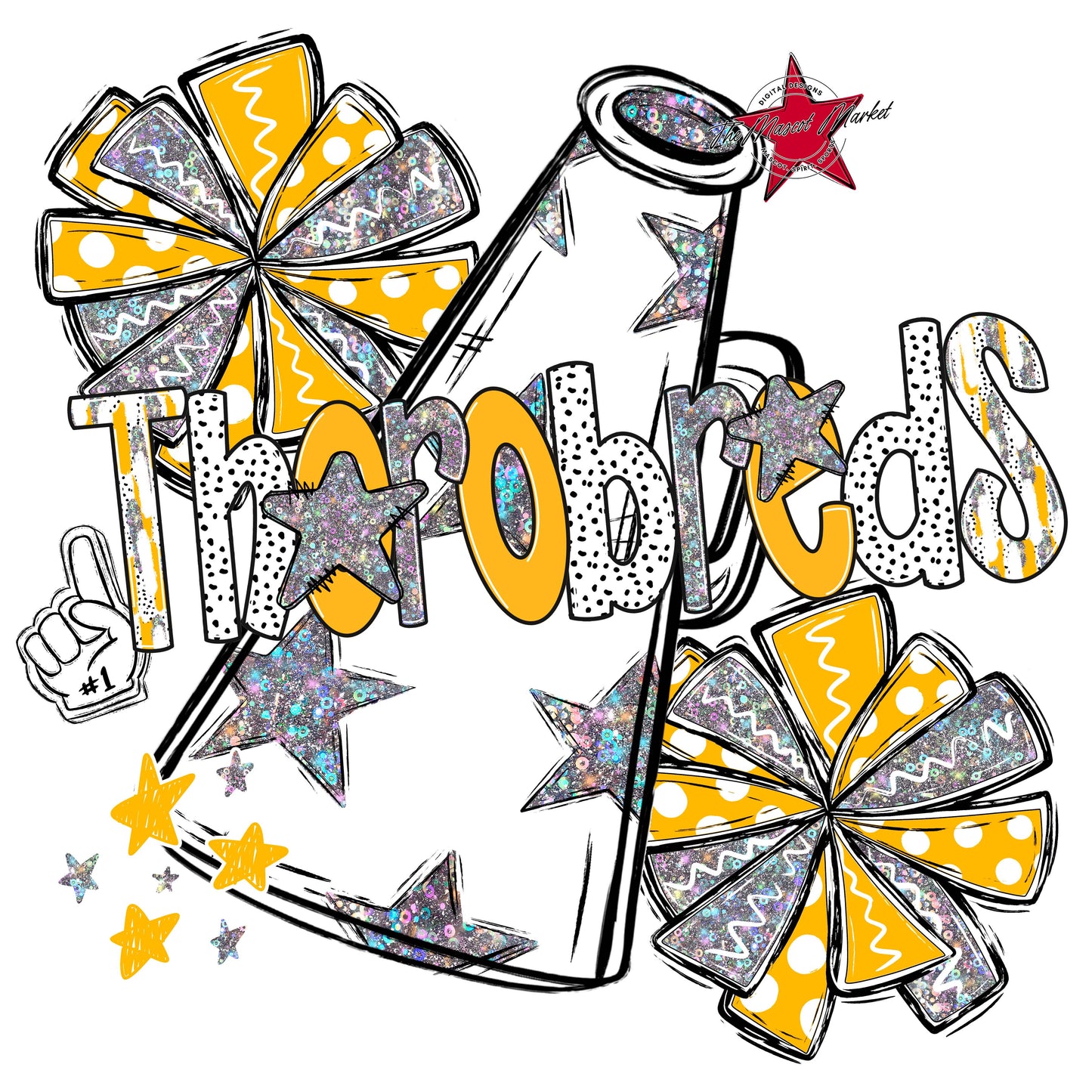 Thorobreds Cheer Megaphone Scrape-Yellow