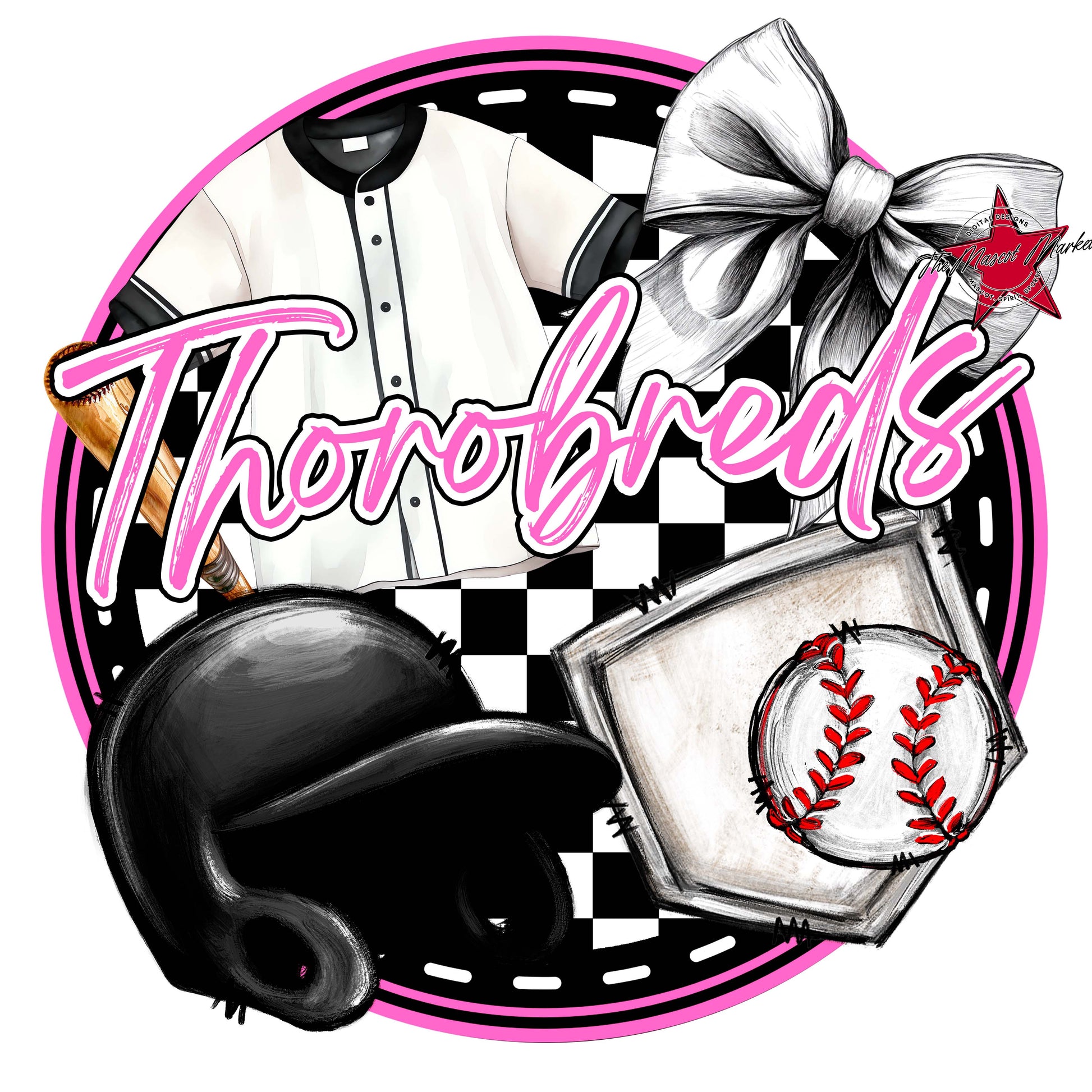 Thorobreds Circle Baseball Frame-Baby Pink