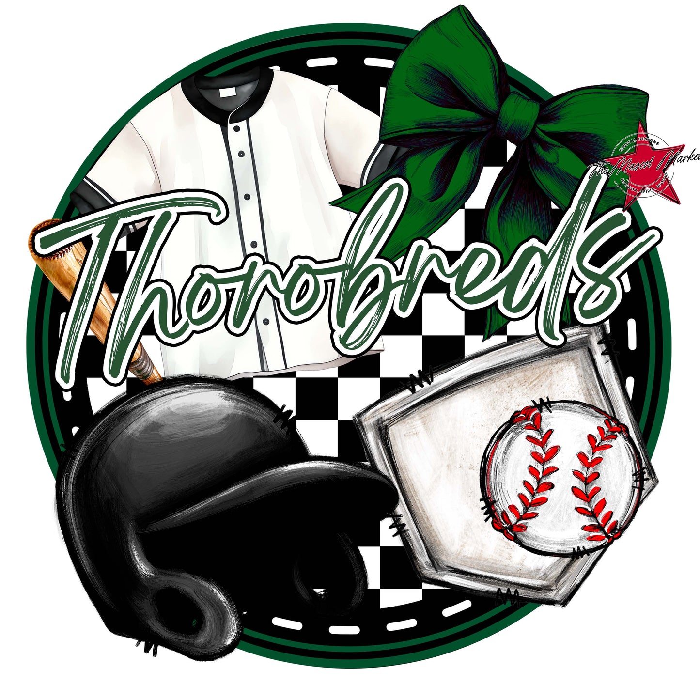 Thorobreds Circle Baseball Frame-Green