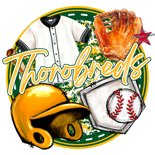 Thorobreds Circle Baseball Frame-Green & Yellow