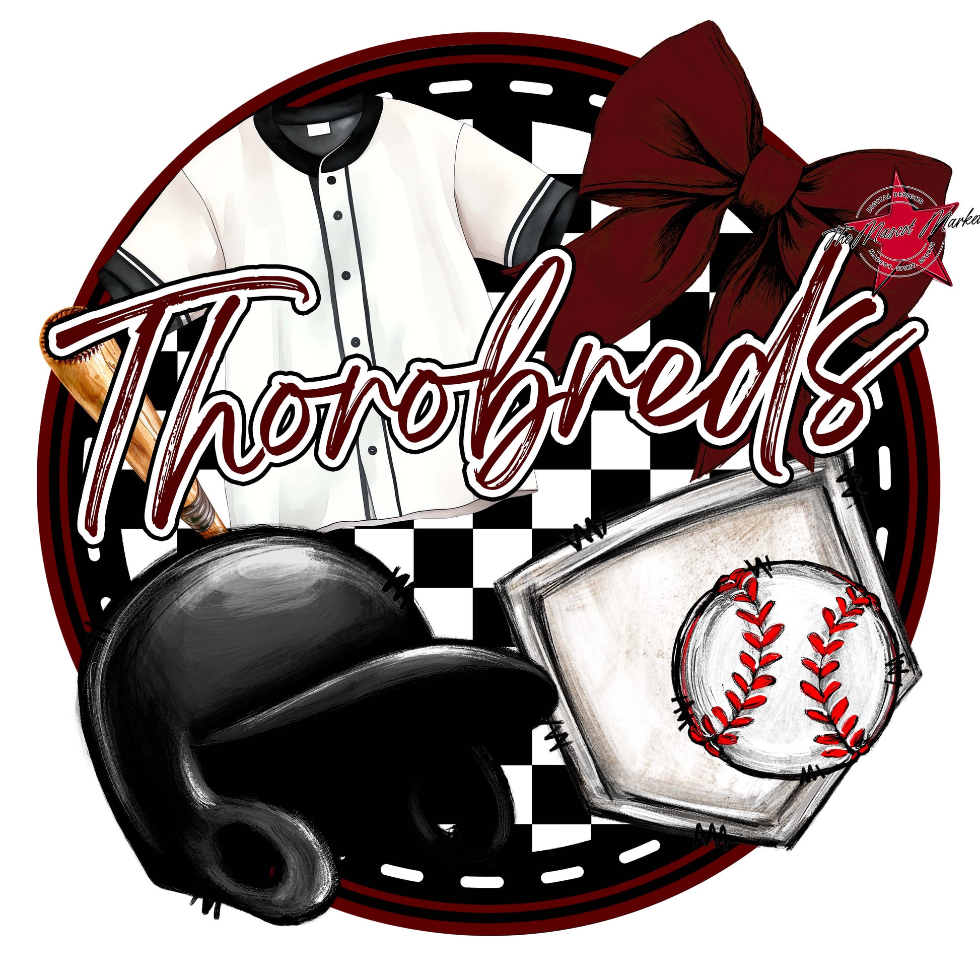 Thorobreds Circle Baseball Frame-Maroon