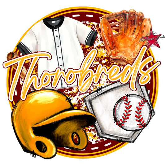 Thorobreds Circle Baseball Frame-Maroon & Yellow