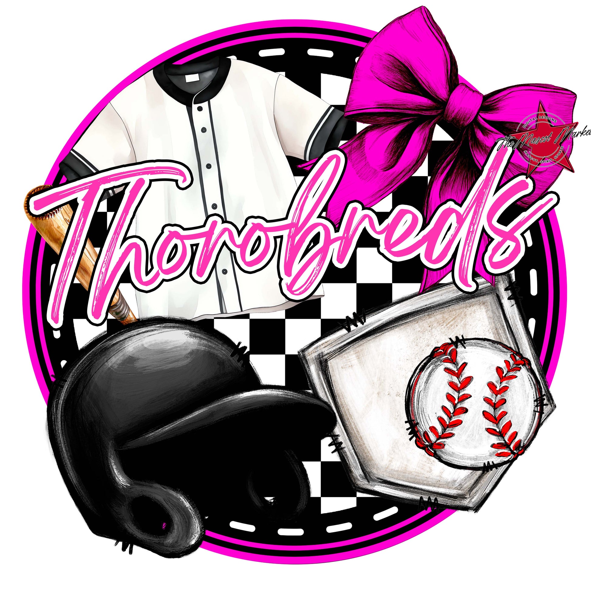 Thorobreds Circle Baseball Frame-Pink