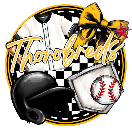 Thorobreds Circle Baseball Frame-Yellow