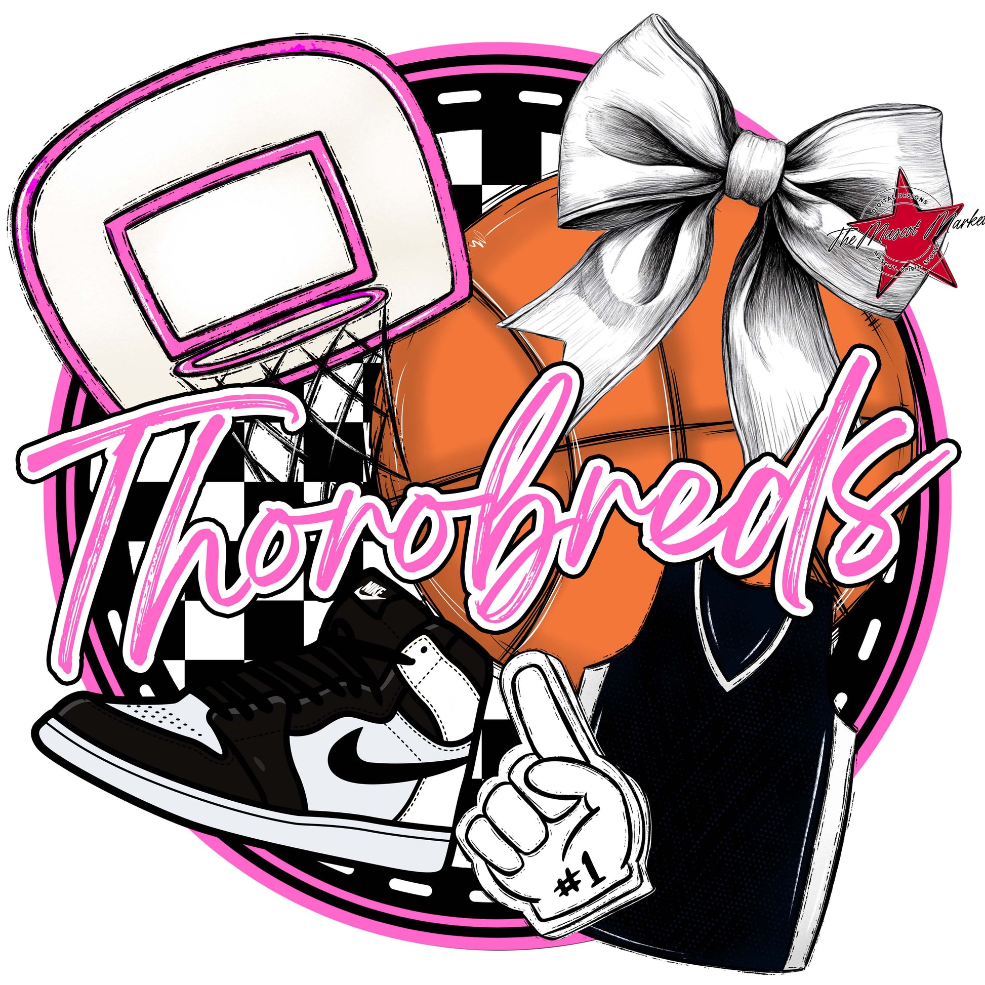 Thorobreds Circle Basketball Frame-Baby Pink