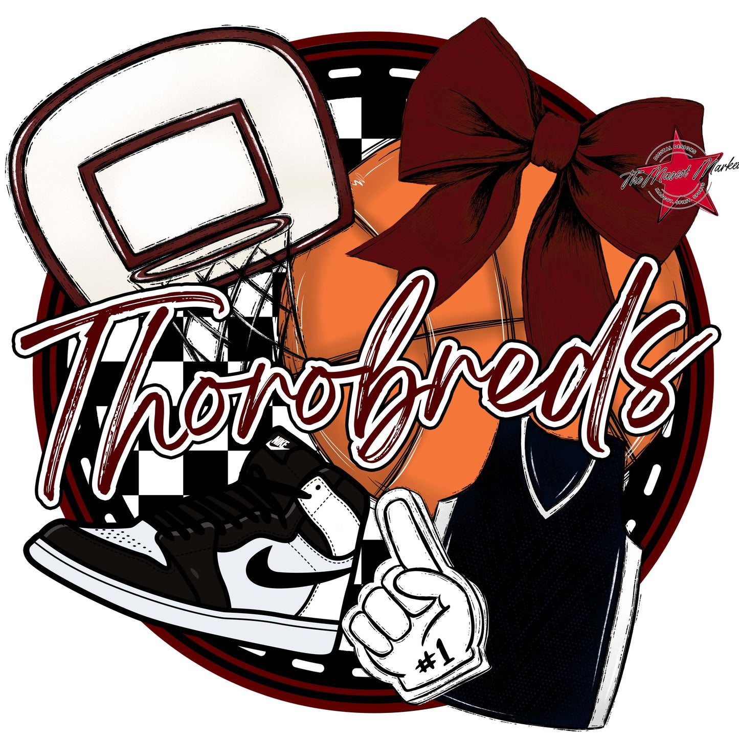 Thorobreds Circle Basketball Frame-Maroon
