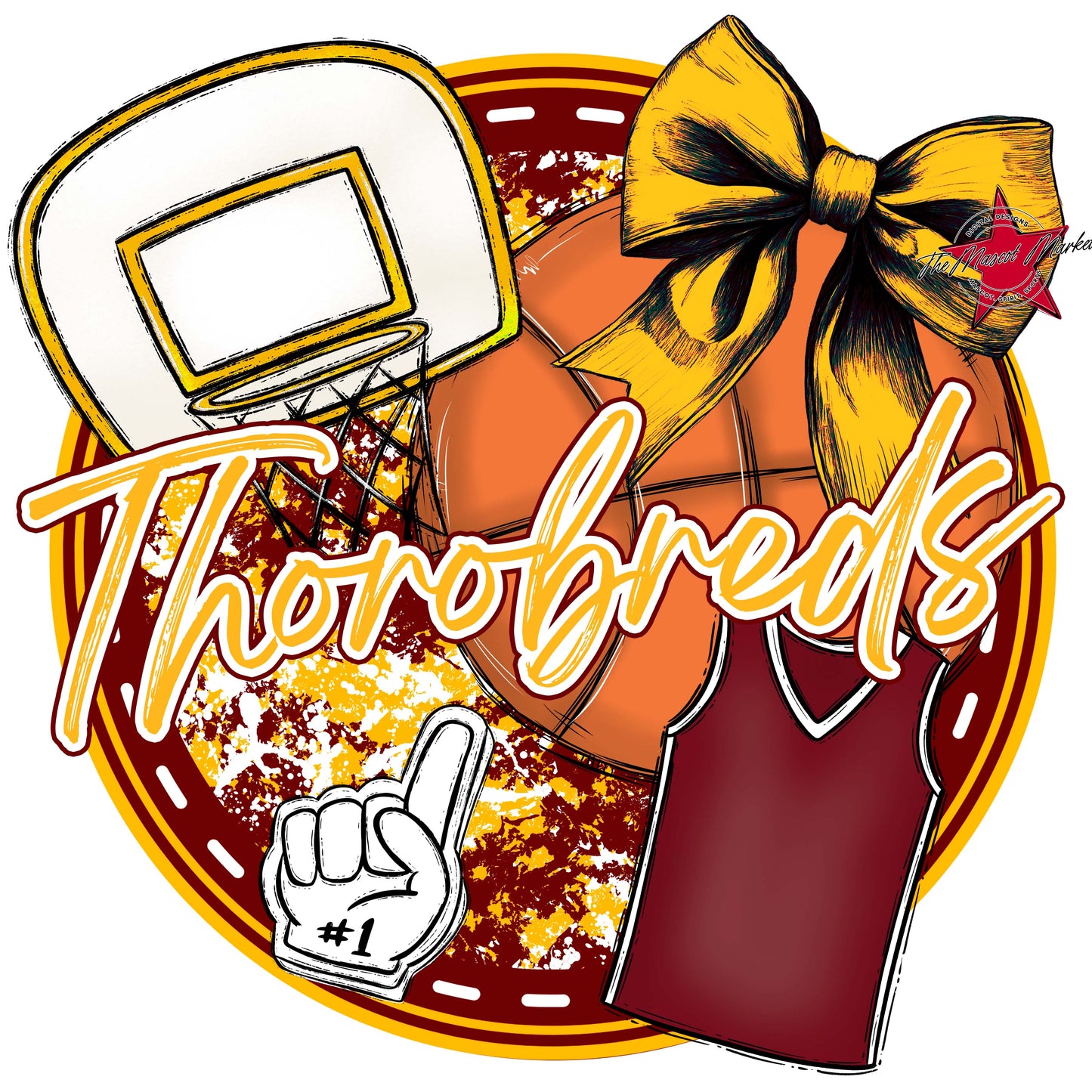 Thorobreds Circle Basketball Frame-Maroon & Yellow