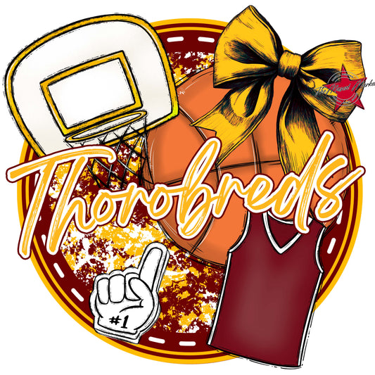 Thorobreds Circle Basketball Frame-Maroon & Yellow