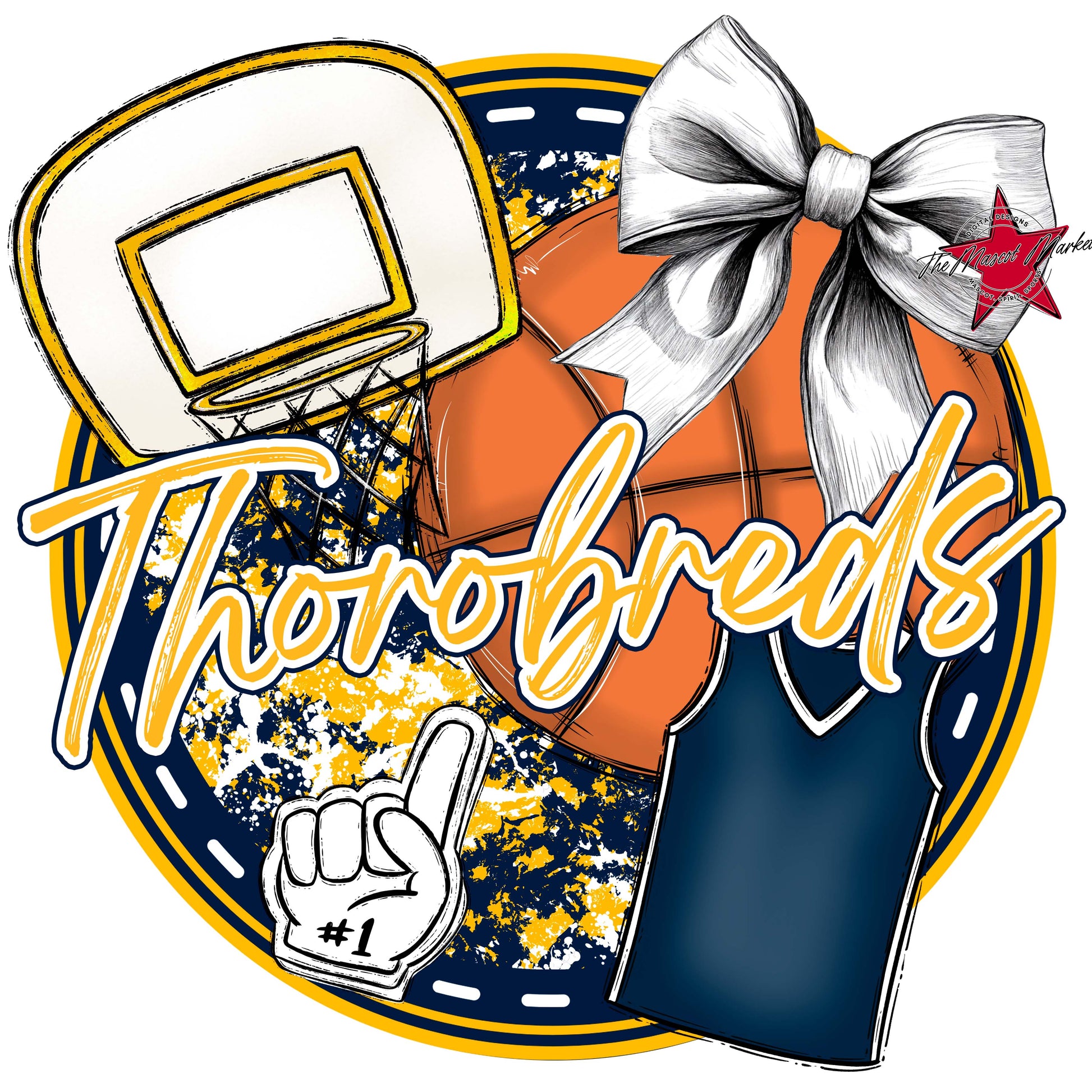 Thorobreds Circle Basketball Frame-Navy & Yellow
