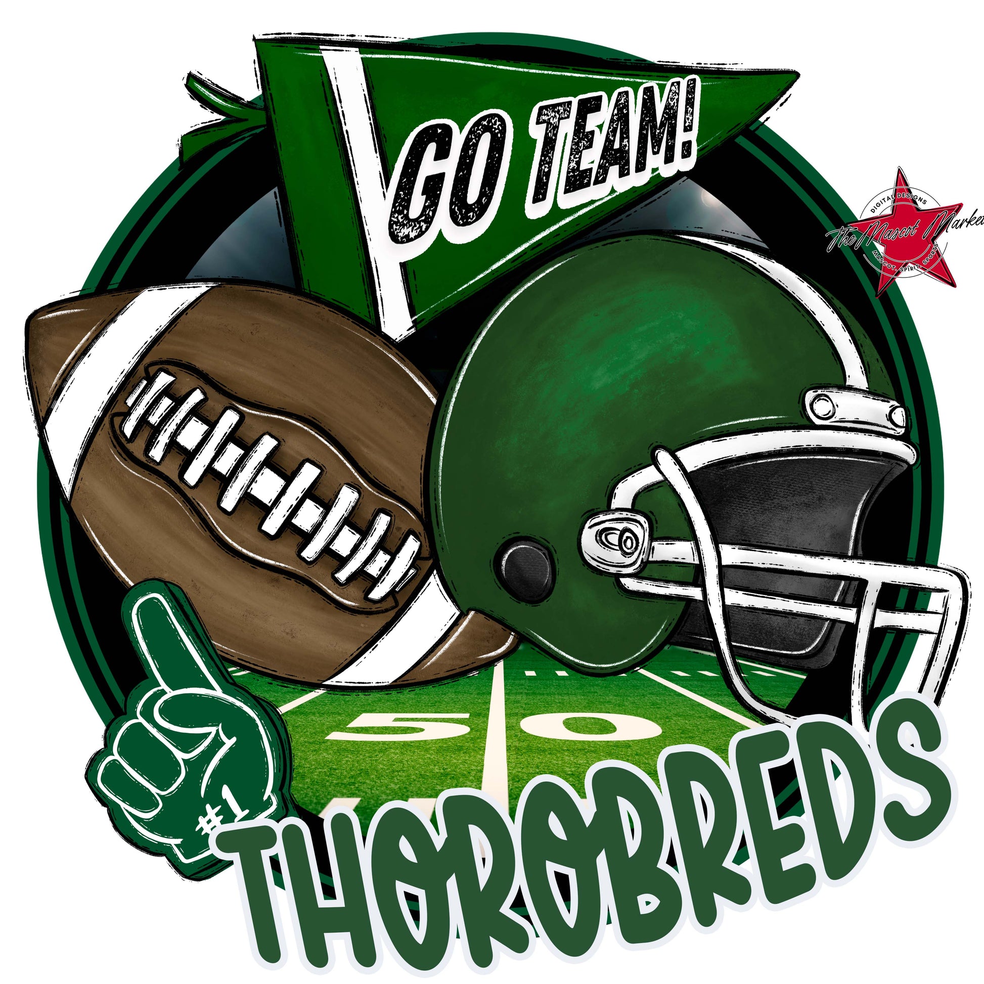 Thorobreds Circle Football Frame-Green