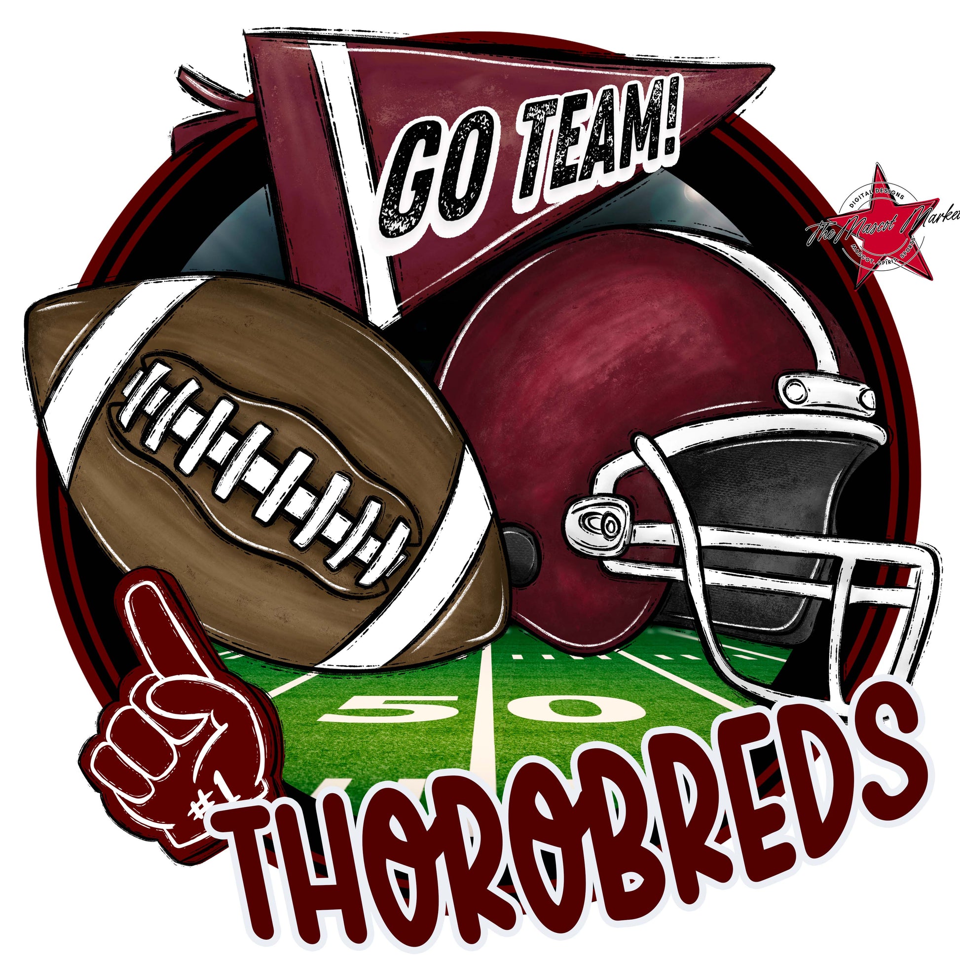Thorobreds Circle Football Frame-Maroon