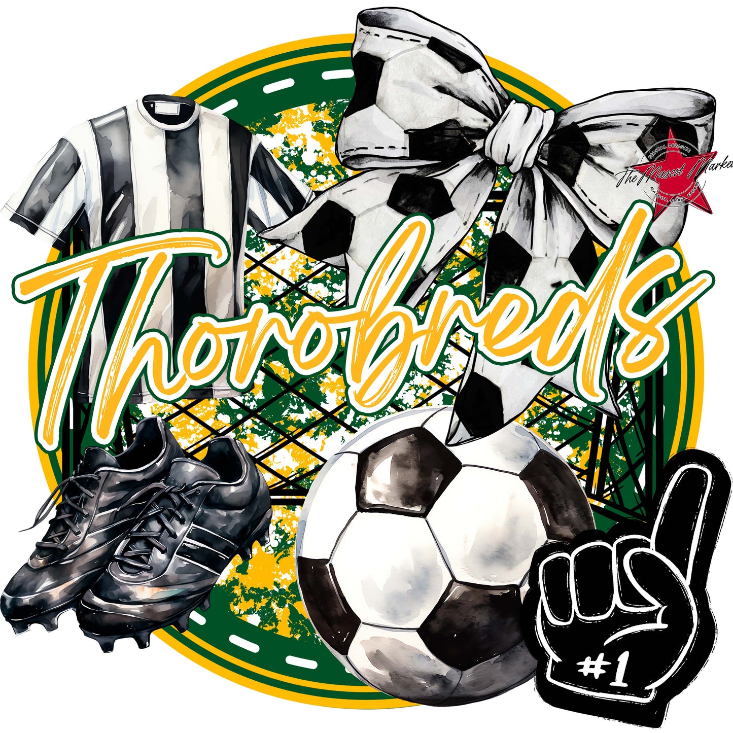 Thorobreds Circle Soccer Frame-Green & Yellow