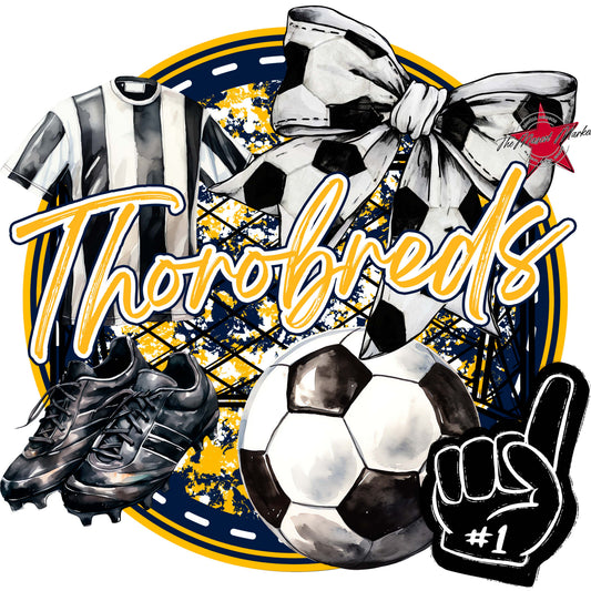 Thorobreds Circle Soccer Frame-Navy & Yellow