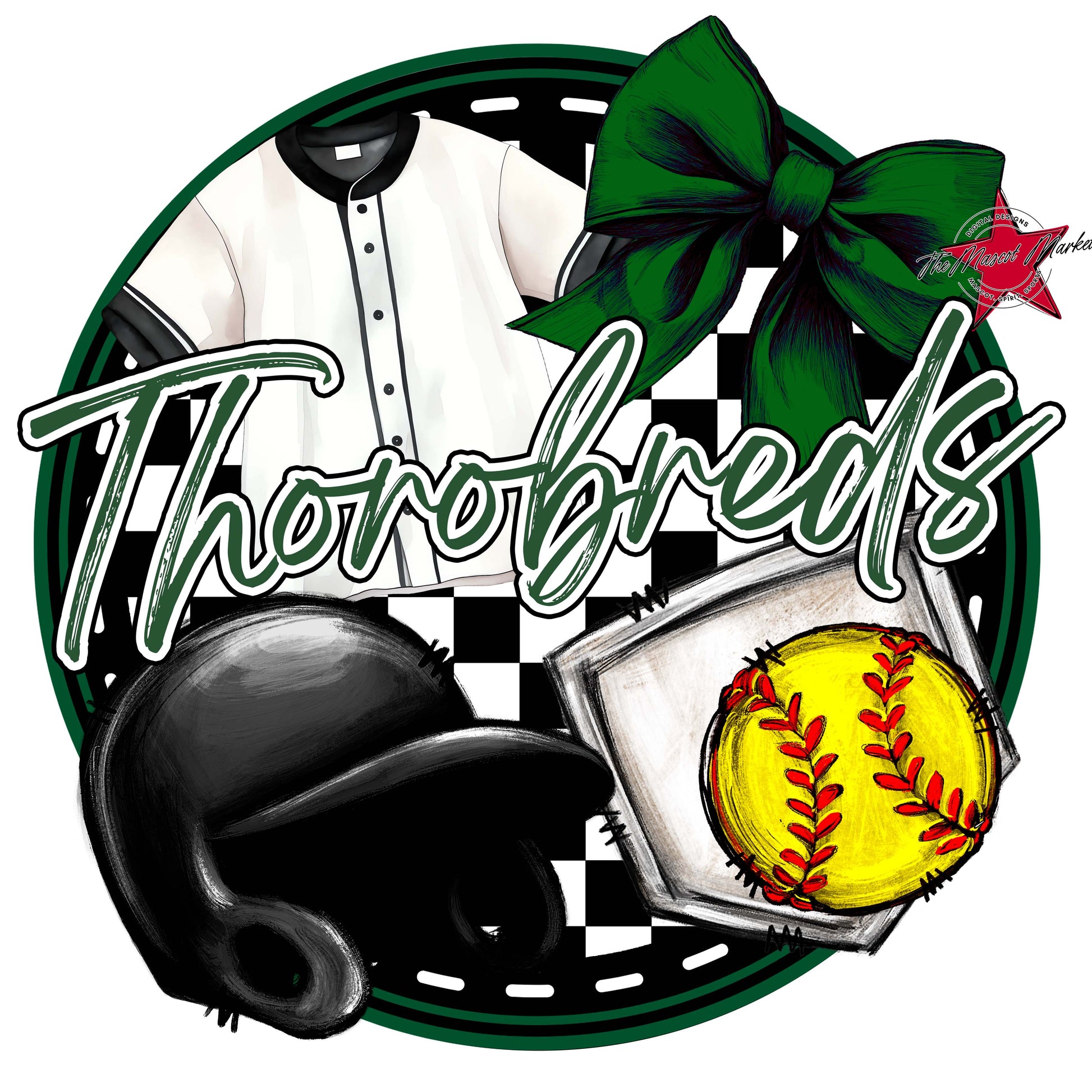 Thorobreds Circle Softball Frame-Green