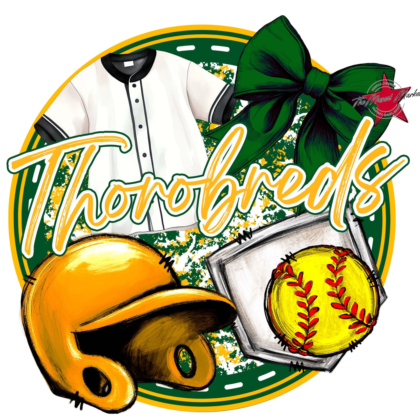 Thorobreds Circle Softball Frame-Green & Yellow