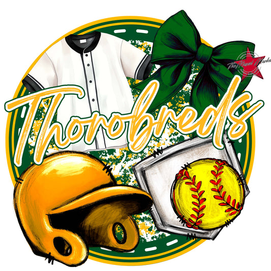Thorobreds Circle Softball Frame-Green & Yellow