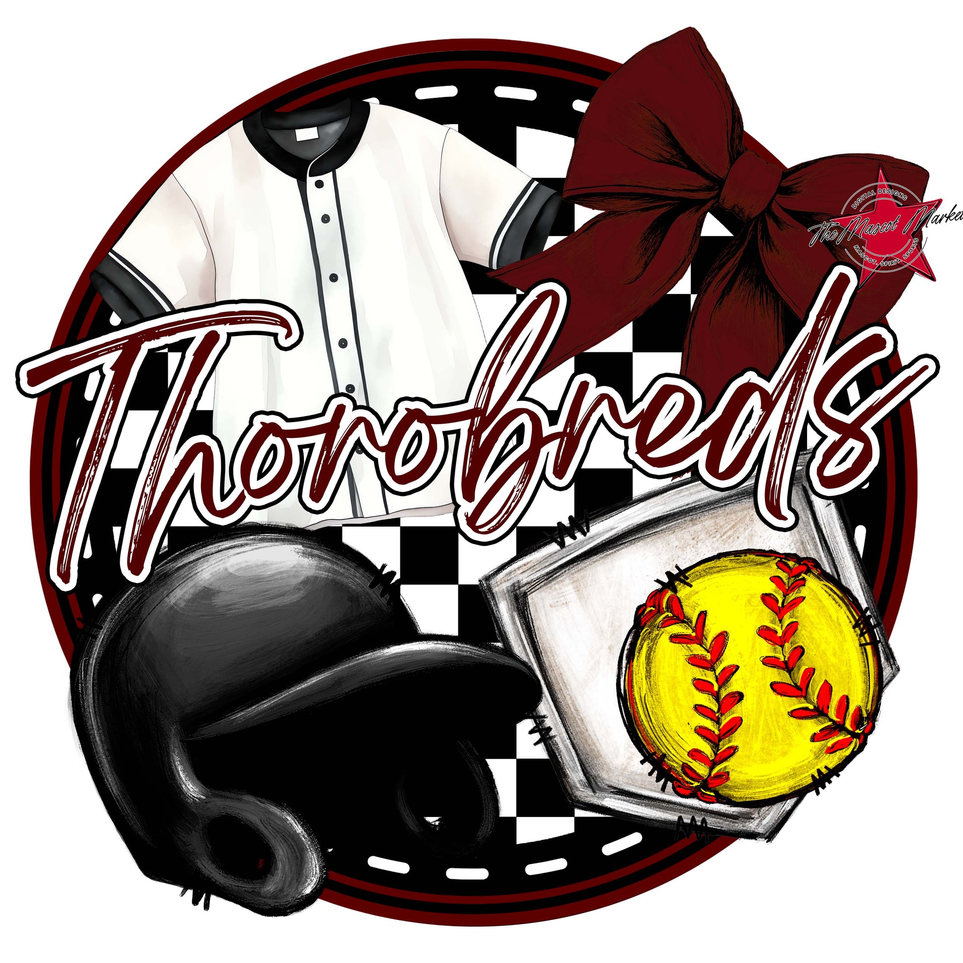 Thorobreds Circle Softball Frame-Maroon