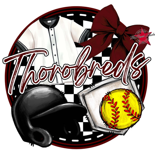 Thorobreds Circle Softball Frame-Maroon