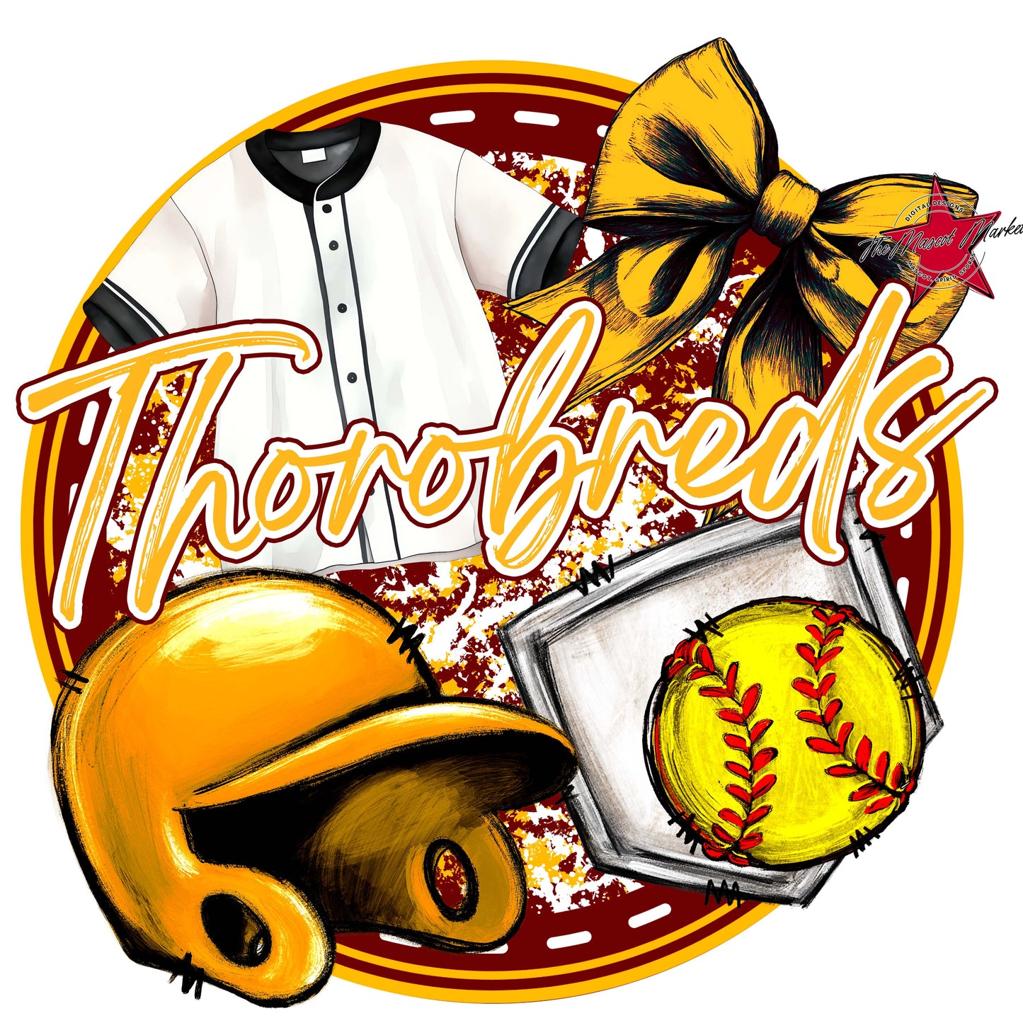 Thorobreds Circle Softball Frame-Maroon & Yellow
