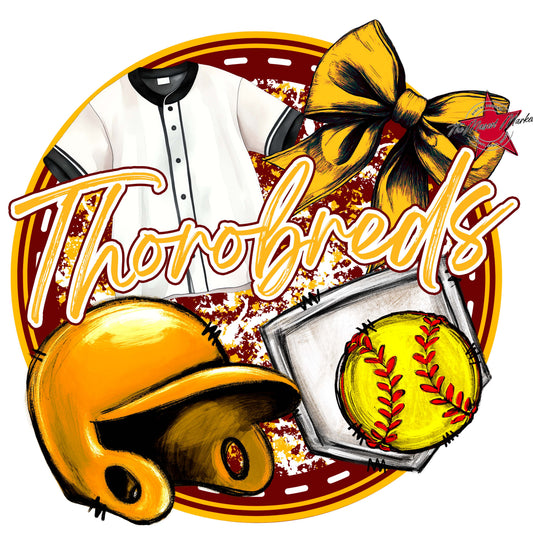 Thorobreds Circle Softball Frame-Maroon & Yellow