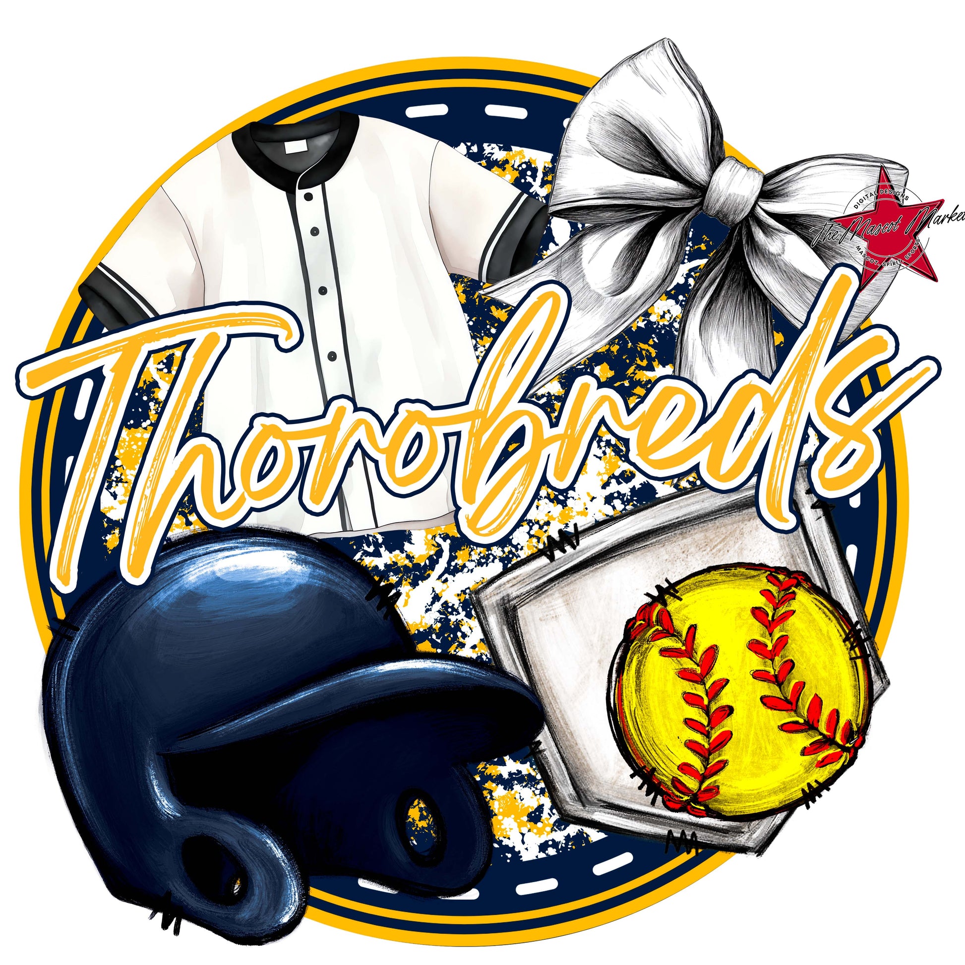 Thorobreds Circle Softball Frame-Navy & Yellow