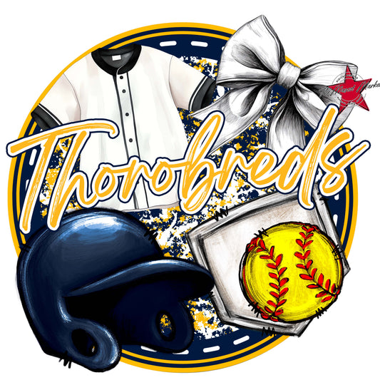 Thorobreds Circle Softball Frame-Navy & Yellow