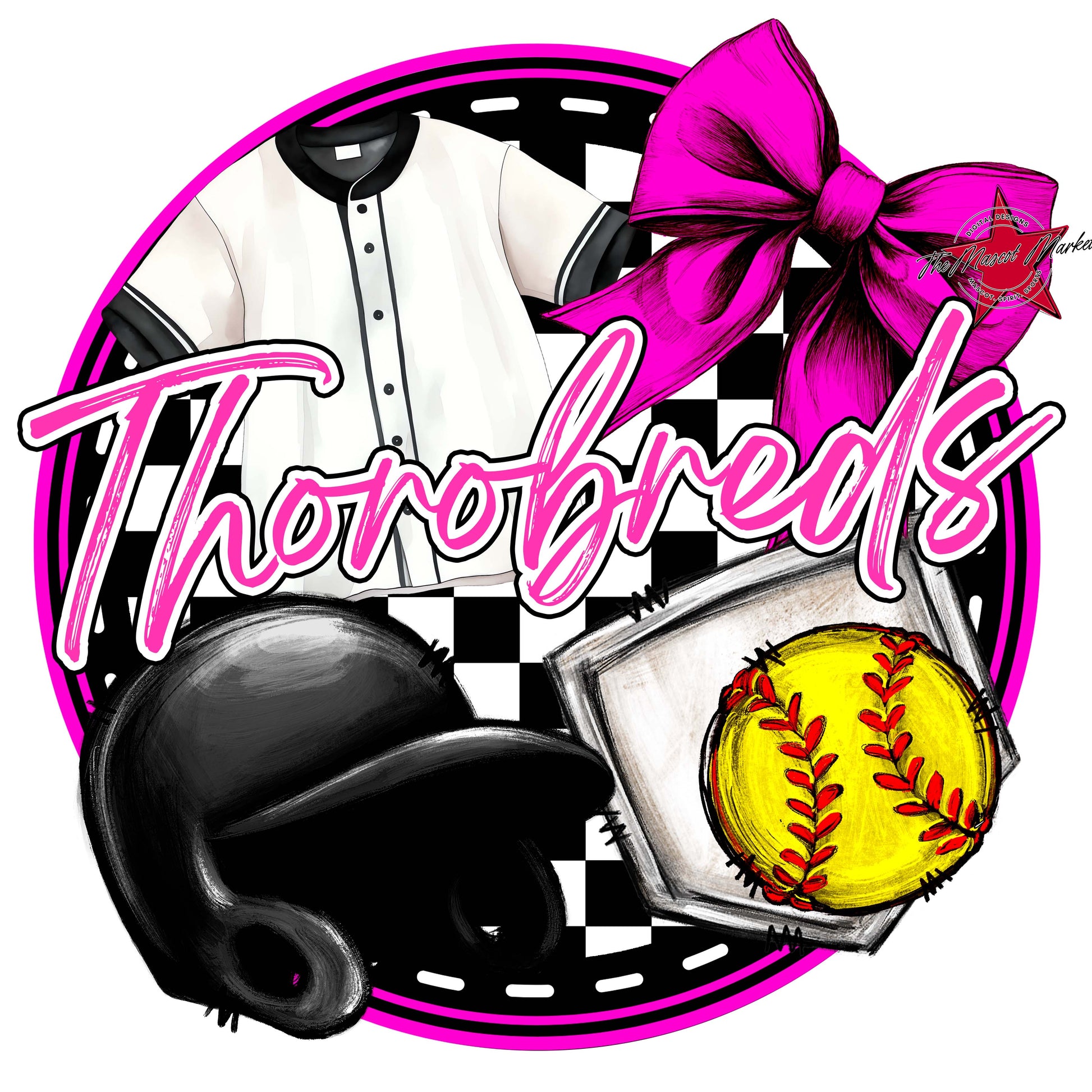 Thorobreds Circle Softball Frame-Pink