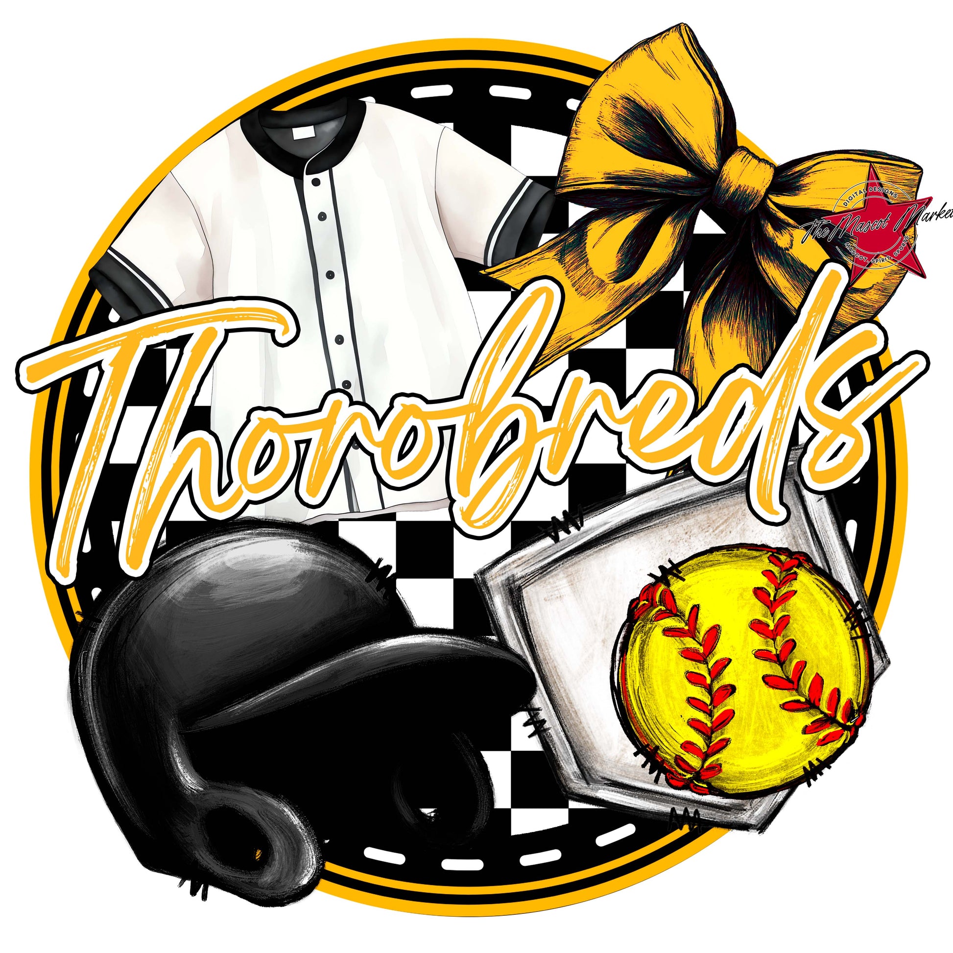 Thorobreds Circle Softball Frame-Yellow