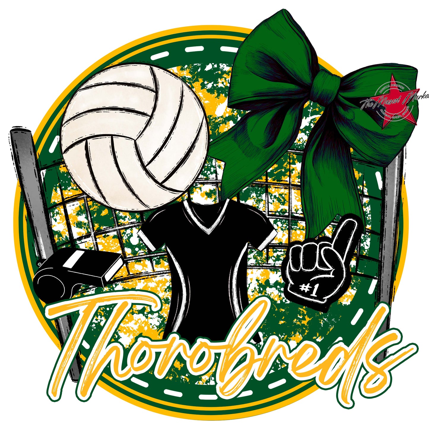 Thorobreds Circle Volleyball Frame-Green & Yellow