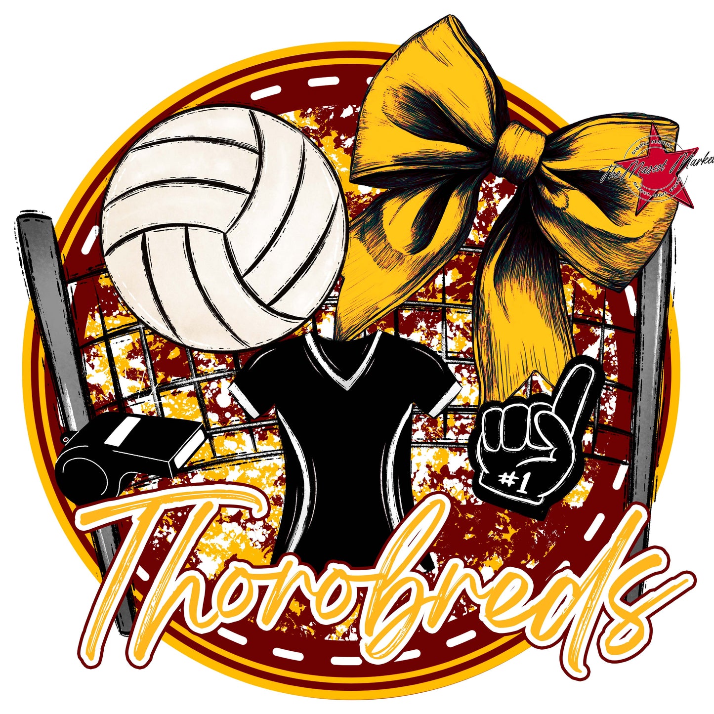 Thorobreds Circle Volleyball Frame-Maroon & Yellow