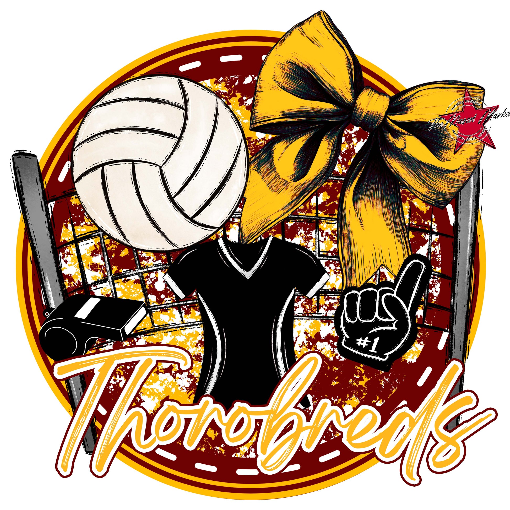 Thorobreds Circle Volleyball Frame-Maroon & Yellow