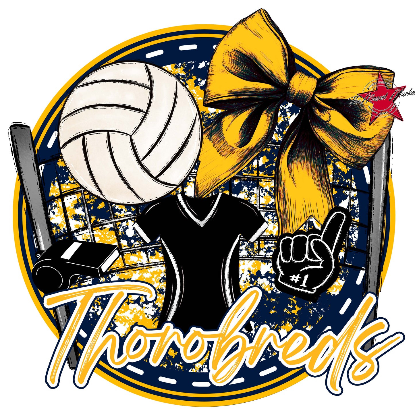 Thorobreds Circle Volleyball Frame-Navy & Yellow