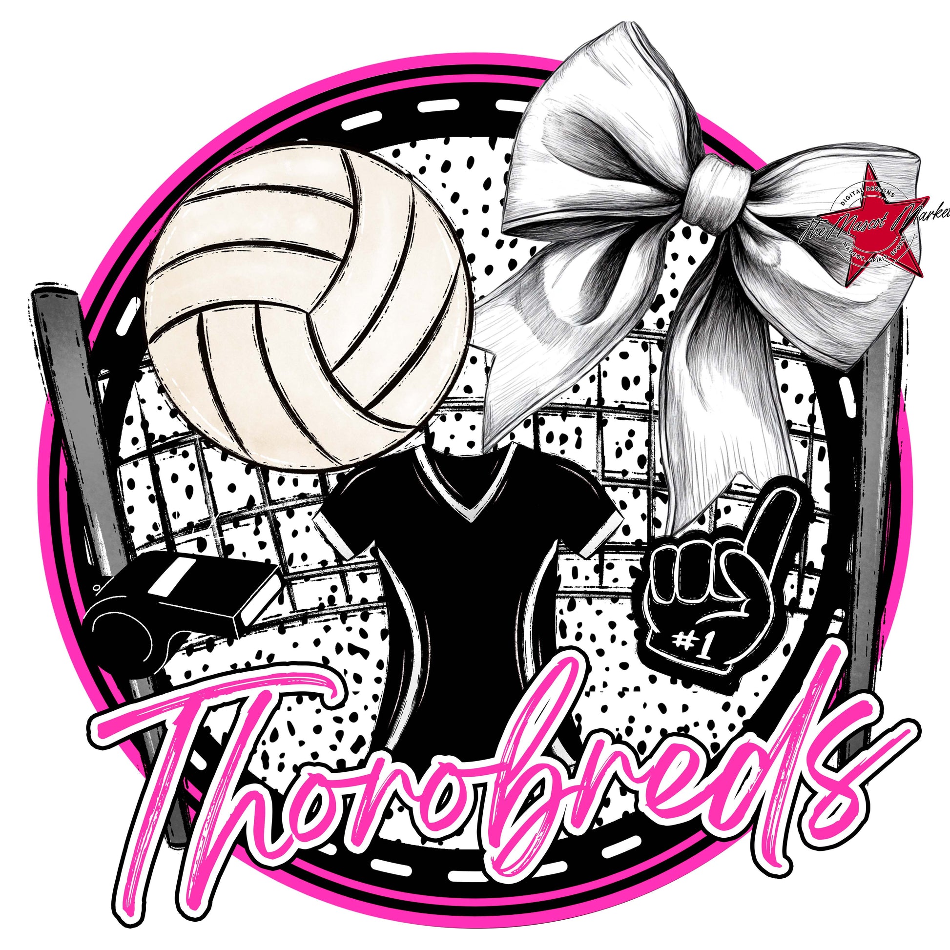 Thorobreds Circle Volleyball Frame-Pink