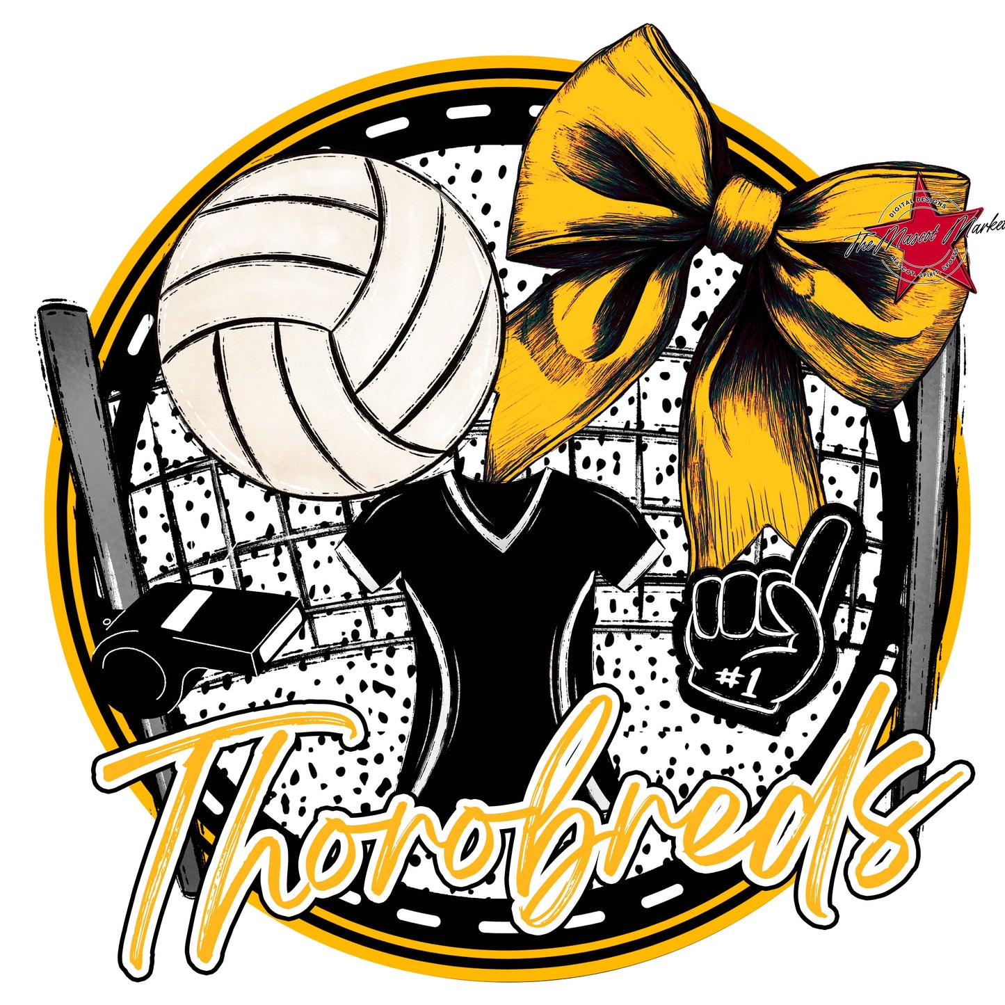 Thorobreds Circle Volleyball Frame-Yellow